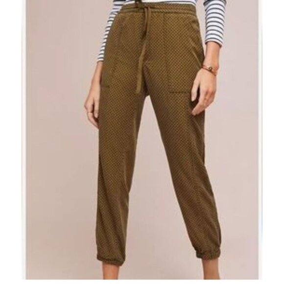 Anthropologie Pants - Anthropologie Womens L Pants Drawstring Waist Elastic Ankles Lyocell Blend Green